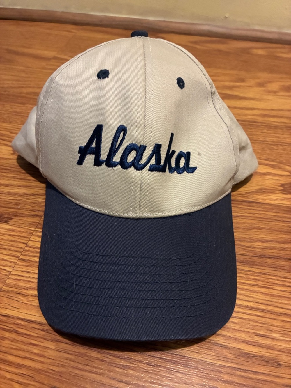 Alaska Embroidered Two-Tone Baseball Cap - Beige & Navy